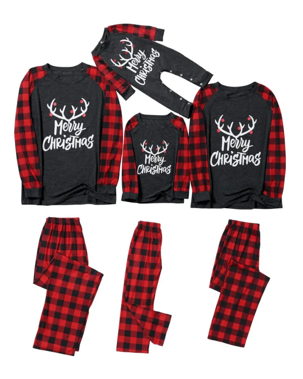 Pyjama de Noël Renne Noir/Rouge quadrillé pour la famille
