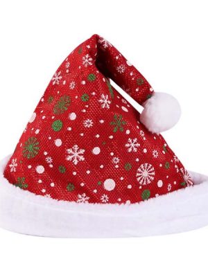 Bonnet de Noël rouge Flocons blancs et verts
