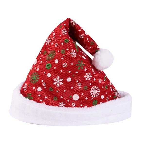 Bonnet de Noël rouge Flocons blancs et verts