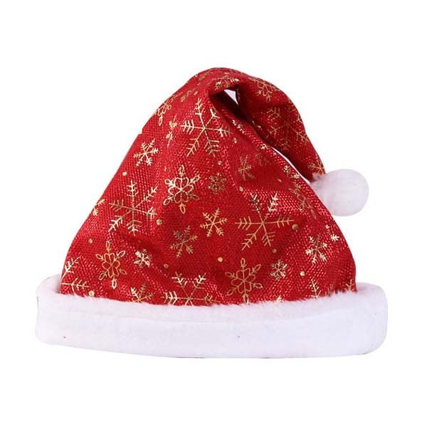 Bonnet de Noël rouge Flocons dorés