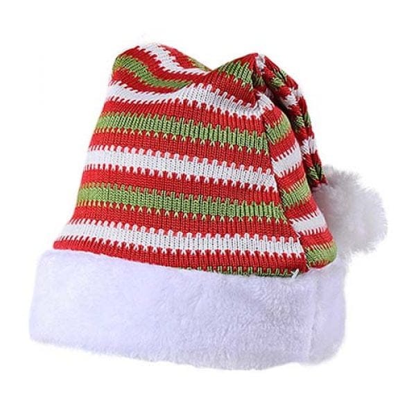 Bonnet de Noël rayé vert blanc et rouge (brodé)