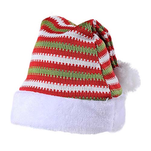 Bonnet de Noël rayé vert blanc et rouge (brodé)