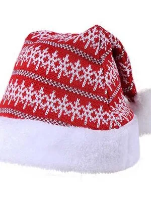 Bonnet de Noël rayé flocons blancs (brodé)