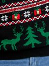 Pull de Noël Homme noir rennes et sapins verts