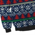 Pull de Noël unisexe Homme ou Femme bleu avec rennes, sapins et flocons