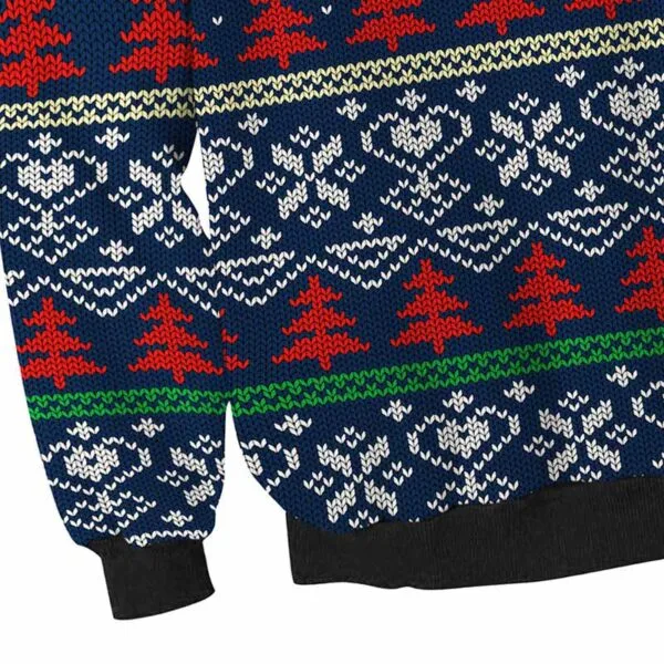 Pull de Noël unisexe Homme ou Femme bleu avec rennes, sapins et flocons