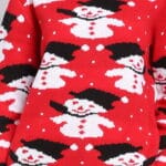 Pull de Noël Femme rouge bonhommes de neige