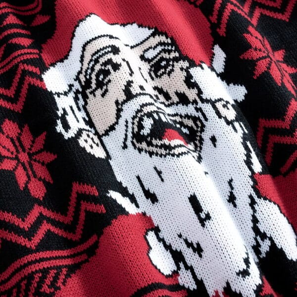 Pull de Noël Homme fun Père Noël Heureux rouge, noir avec flocons, sapins