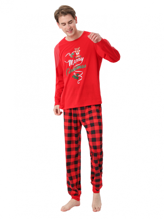 Pyjama de Noël Rouge à Carreaux petit Renne Merry Christmas pour la famille