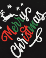 Pyjama de Noël imprimé Joyeux Noël, noir avec un renne volant