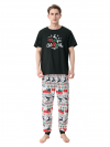 Pyjama de Noël imprimé Joyeux Noël, noir avec un renne volant