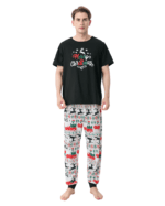 Pyjama de Noël imprimé Joyeux Noël, noir avec un renne volant