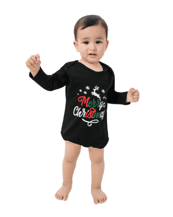 Pyjama de Noël imprimé Joyeux Noël, noir avec un renne volant