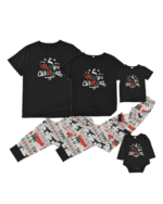 Pyjama de Noël imprimé Joyeux Noël, noir avec un renne volant