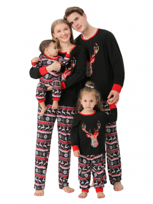 Pyjama de Noël imprimé renne style kitsch, noir