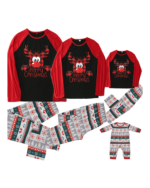 Pyjama de Noël Noir Rouge à motifs imprimé Renne Nez Rouge pour la famille