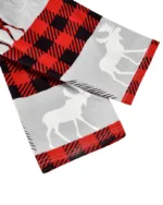 Pyjama de Noël Gris, Rouge, Noir à Carreaux motifs Caribou Ours et Sapins pour la famille