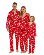 Pyjama de Noël élégant, boutonné, rouge