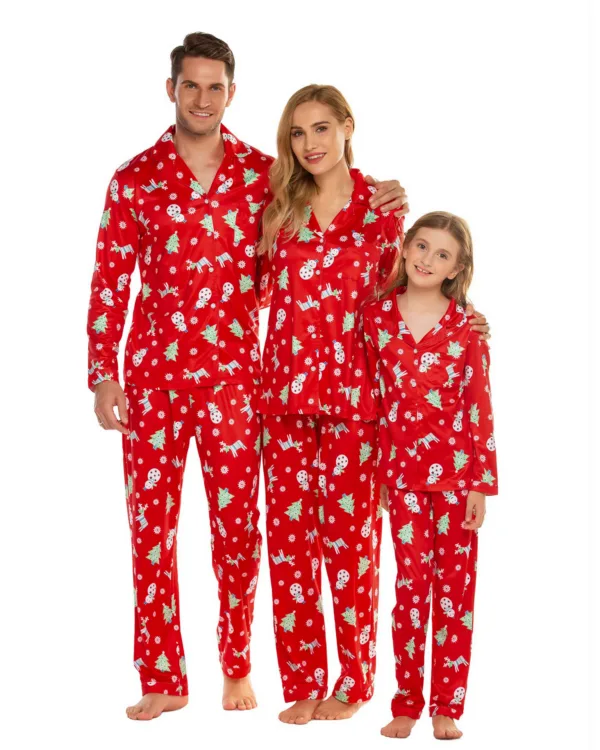 Pyjama de Noël élégant, boutonné, rouge
