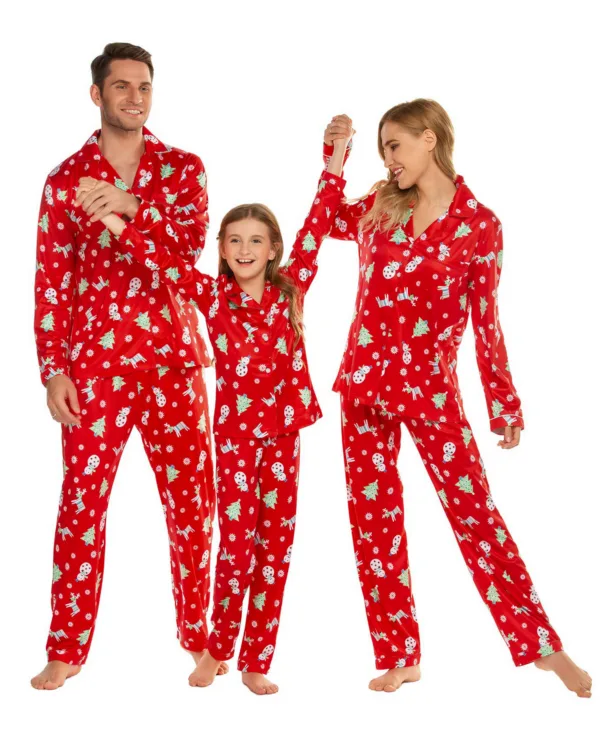 Pyjama de Noël élégant, boutonné, rouge