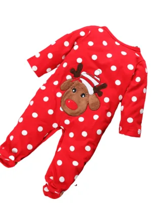 Grenouillere de Noel pour bebe brodee dun petit renne vue de dos