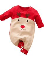 Pyjama de Noël grenouillère pour bébé, nouveau-né avec visage de renne