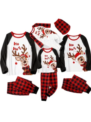 Pyjama de Noël Ho Ho Ho couvert Renne blanc rouge noir