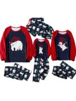 Pyjama de Noël assorti Ourson blanc Merry Christmas, rouge et bleu