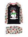 Pyjama de Noël imprimé Joyeux Noël avec un Bonhomme de neige, blanc et noir