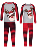 Pyjama de Noël Rudolph renne au gros nez rouge rayé