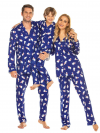 Élégant Pyjama de Noël boutonné, Ours polaire, bleu