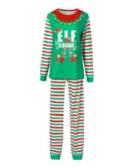 Pyjama de Noël à rayures vertes avec motif Elf Squad