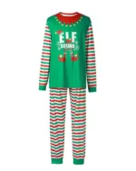 Pyjama de Noël à rayures vertes avec motif Elf Squad