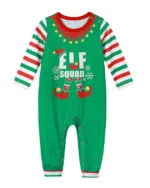 Pyjama de Noël à rayures vertes avec motif Elf Squad