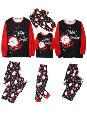 Pyjama de Noël assorti, le Père Noël arrive, noir et rouge