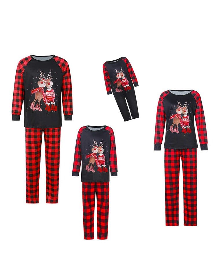 Pyjama De Noël Pour Couples Et Famille - Ensemble à Carreaux Rouge/vert, Coupe Confortable, Taille élastique