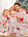 Pyjama de Noël hiver aux motifs modernes, blanc