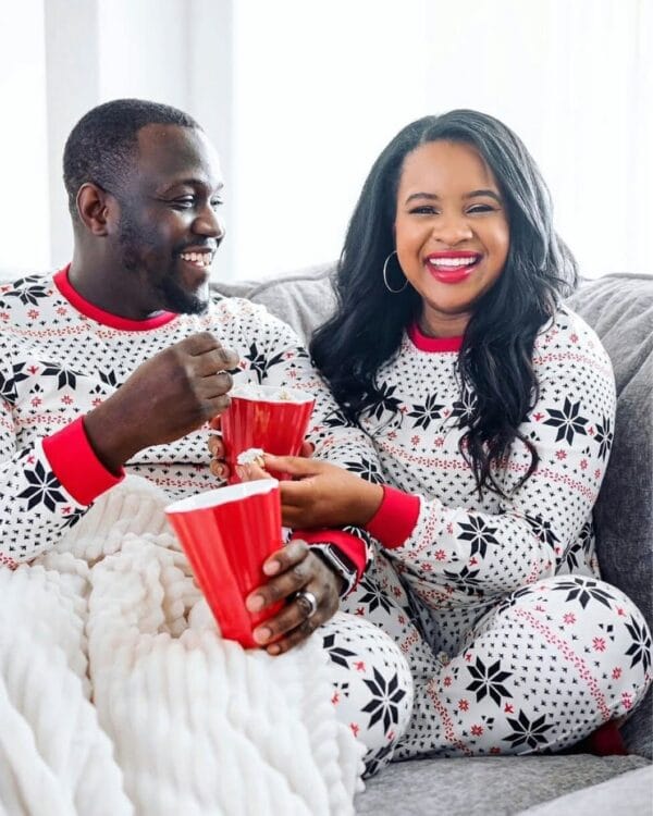 Pyjama de Noël Flocons blanc Moderne à Motifs