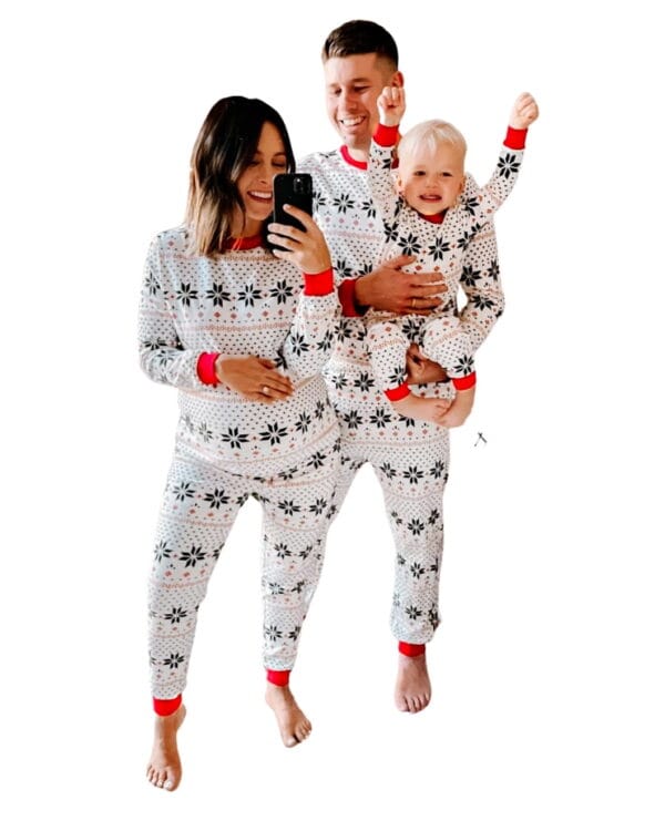 Pyjama de Noël Flocons blanc Moderne à Motifs