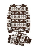 Pyjama de Noël hiver moderne Marron aux Motifs de l'Hiver