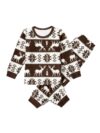 Pyjama de Noël hiver moderne Marron aux Motifs de l'Hiver