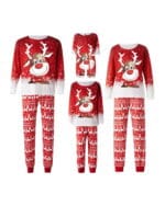 Pyjama de Noël ensemble Renne sur Fond Enneigé