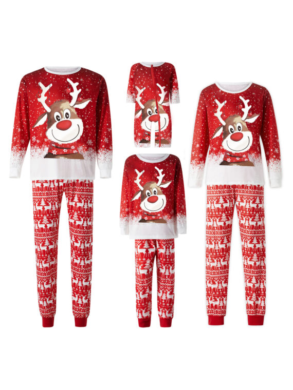 Pyjama de Noël ensemble Renne sur Fond Enneigé