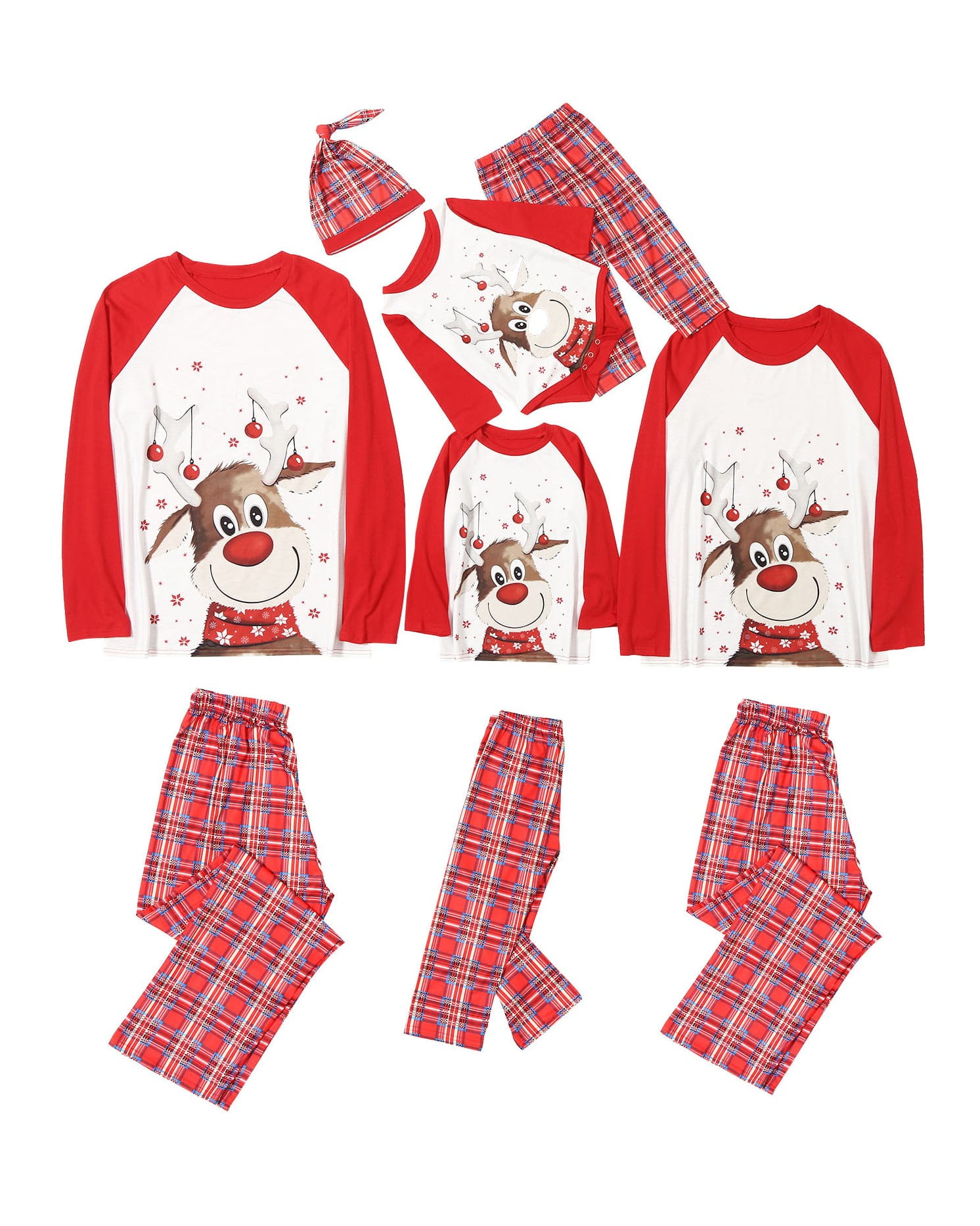 Pyjama De Noël Femme Deux Pièces - Rouge, Manches Longues, Col V - Taille M - Neuf Avec étiquettes