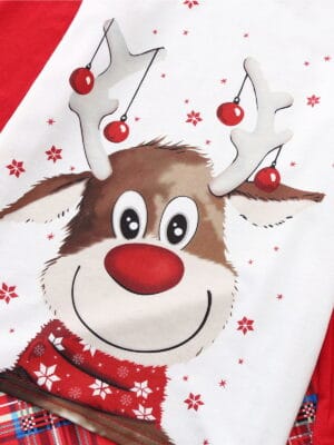 Pyjamas De Noël Famille - Ensemble En Milk Silk Doublé Polaire Avec Motif Rennes | Toutes Tailles Adultes Et Enfants | Idéal Pour Photos Et Soirées Festives