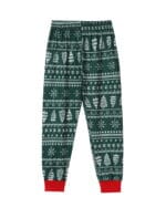 Pyjama de Noël vert moderne aux motifs hivernaux, flocons, sapins