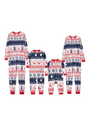 combinaison pyjama noel famille motifs hiver bleue rouge 0 copie